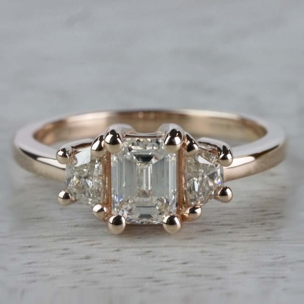 Splendid Regal Rose Gold Emerald Cut Diamond Ring