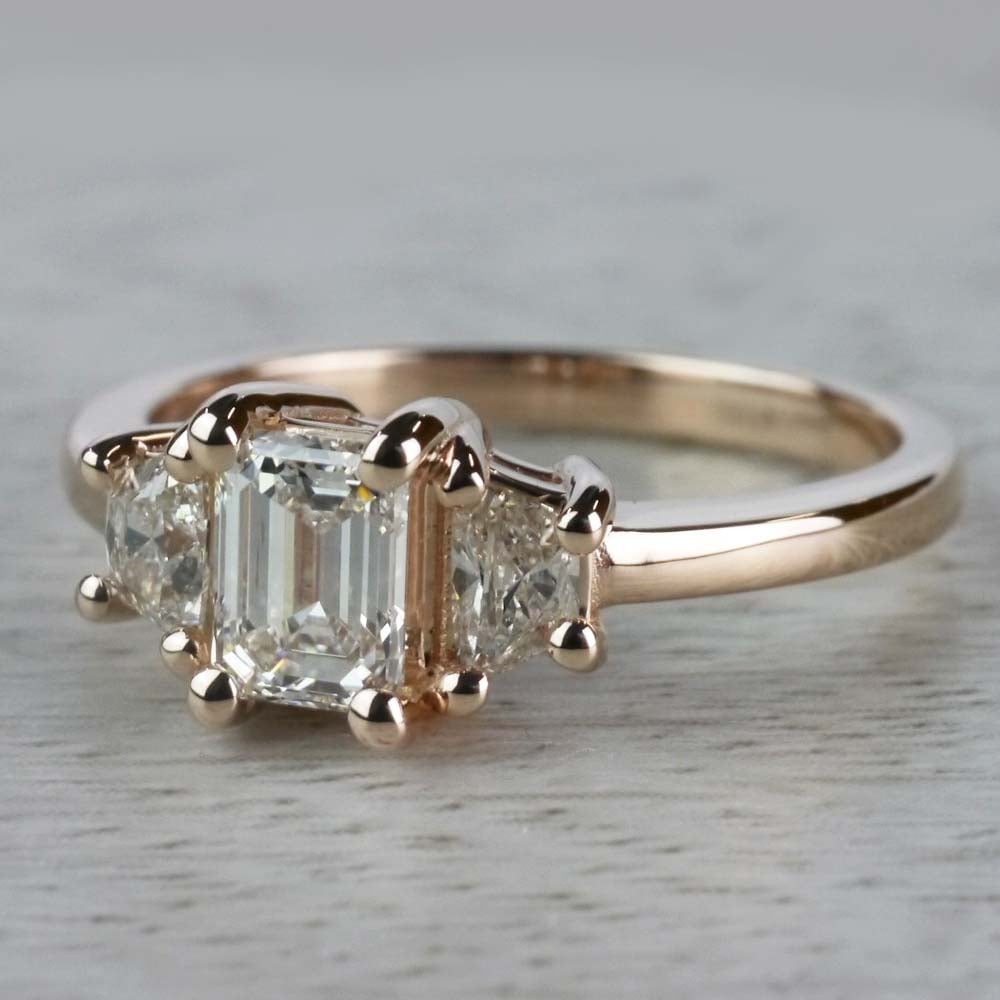 Splendid Regal Rose Gold Emerald Cut Diamond Ring - small angle 2