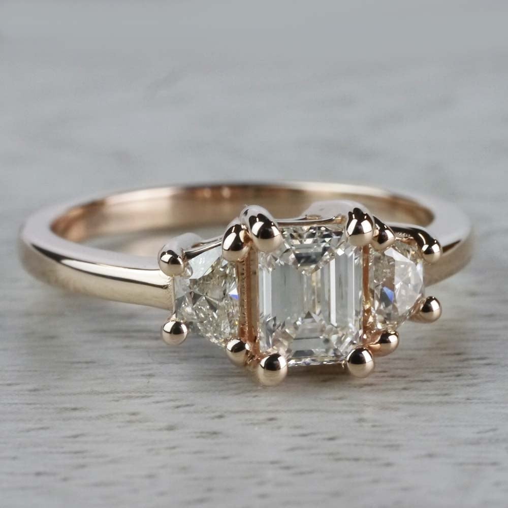 Splendid Regal Rose Gold Emerald Cut Diamond Ring - small angle 3