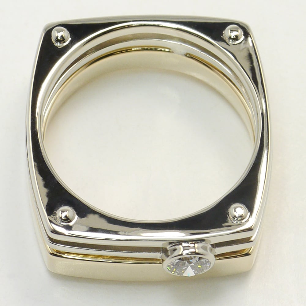 Mens Square Diamond Ring With Rounded Edges (0.30 Carat) - small angle 4