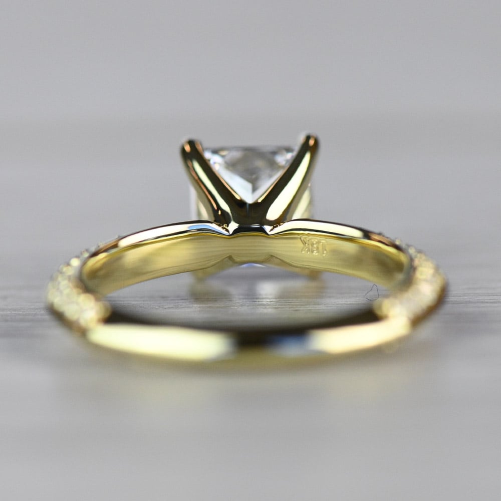 Yellow Gold Diamond Knife Edge Engagement Ring  angle 4