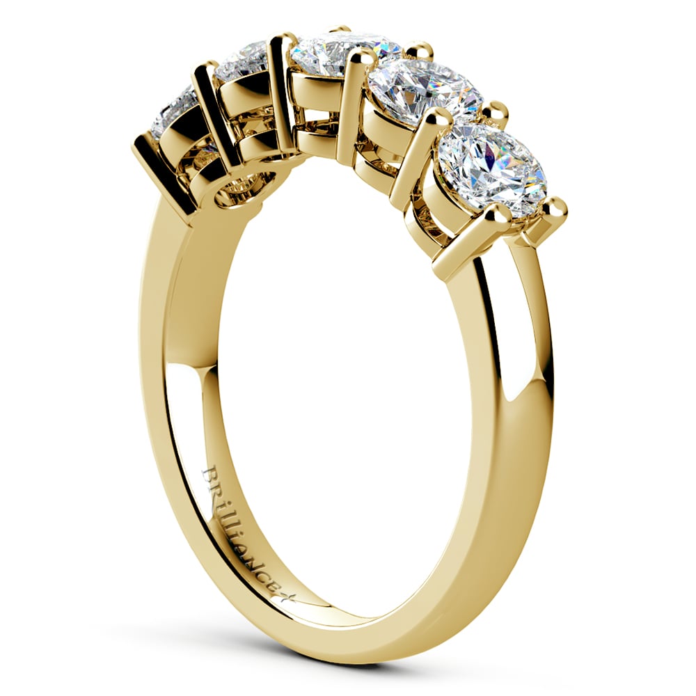 Five Diamond Wedding Band In Yellow Gold (1 1/2 Ctw) | Thumbnail 04