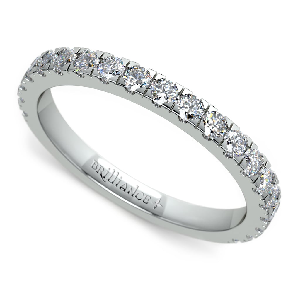 Petite Pave Diamond Wedding Ring in Palladium | Zoom