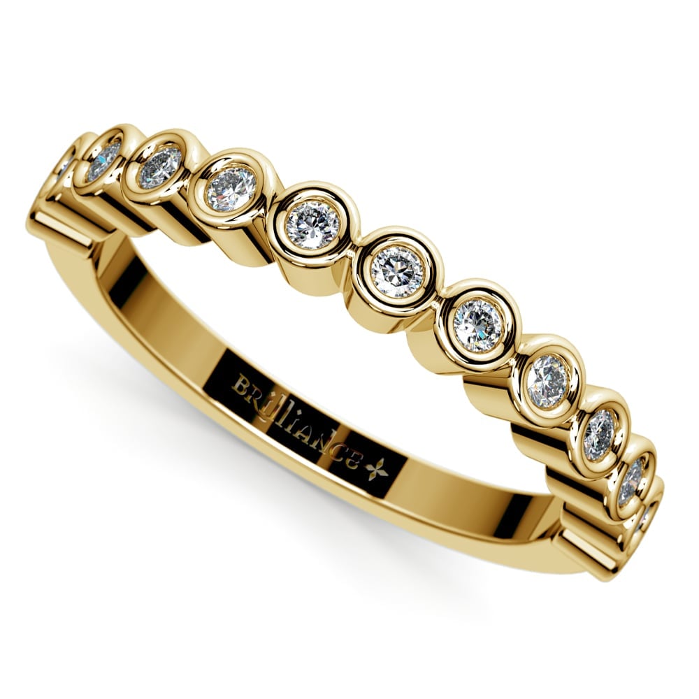 Bezel Diamond Wedding Ring in Yellow Gold  | 01