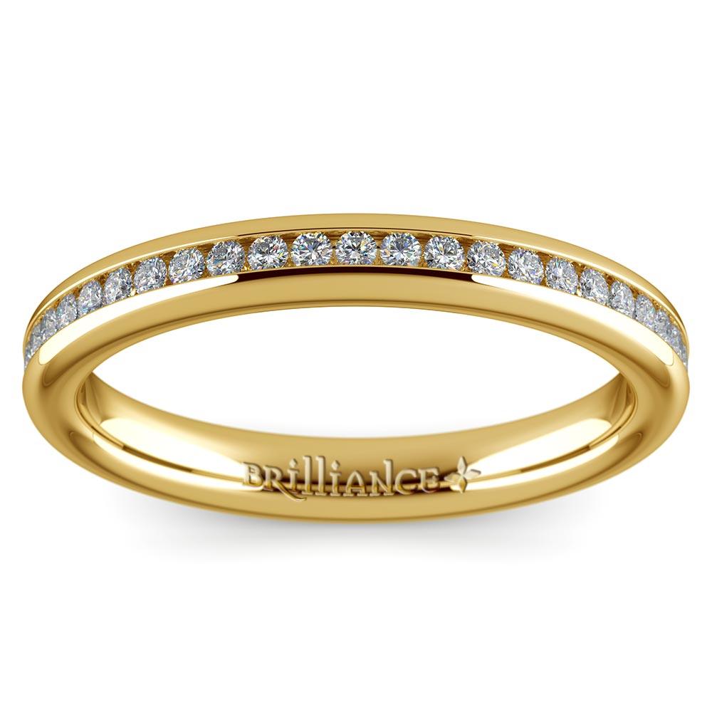 Channel Set Diamond Wedding Band In Yellow Gold (1/4 Ctw) | Thumbnail 02