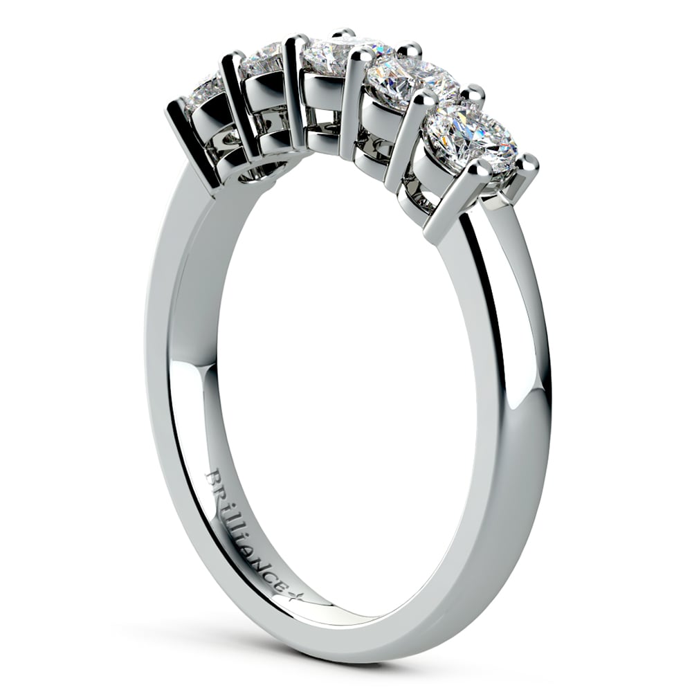 Five Stone Diamond Band Ring In White Gold (3/4 Ctw) | 04
