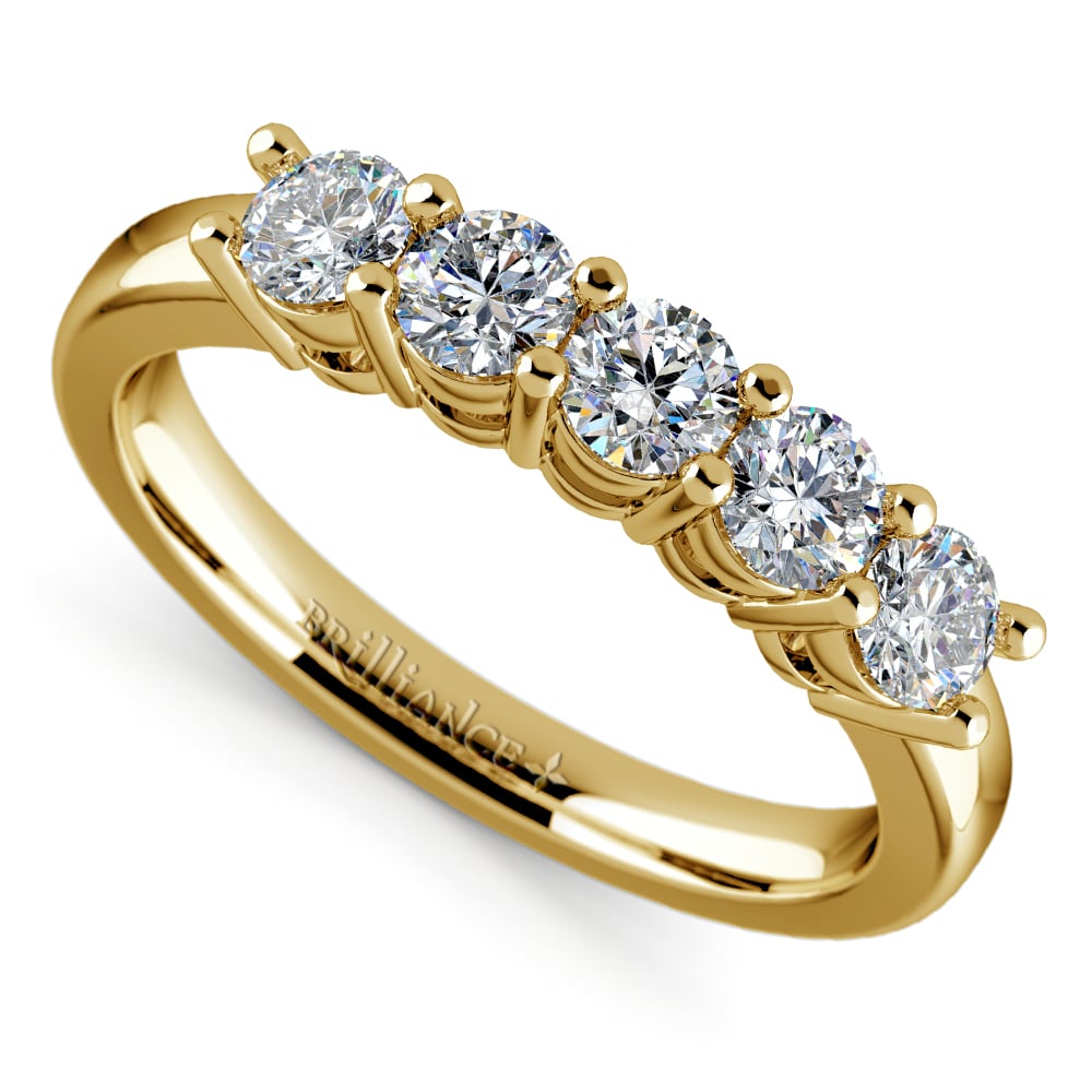 Five Stone Diamond Band Ring In Yellow Gold (3/4 Ctw) | Thumbnail 01