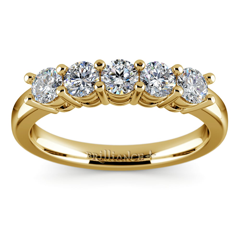 Five Stone Diamond Band Ring In Yellow Gold (3/4 Ctw) | Thumbnail 02