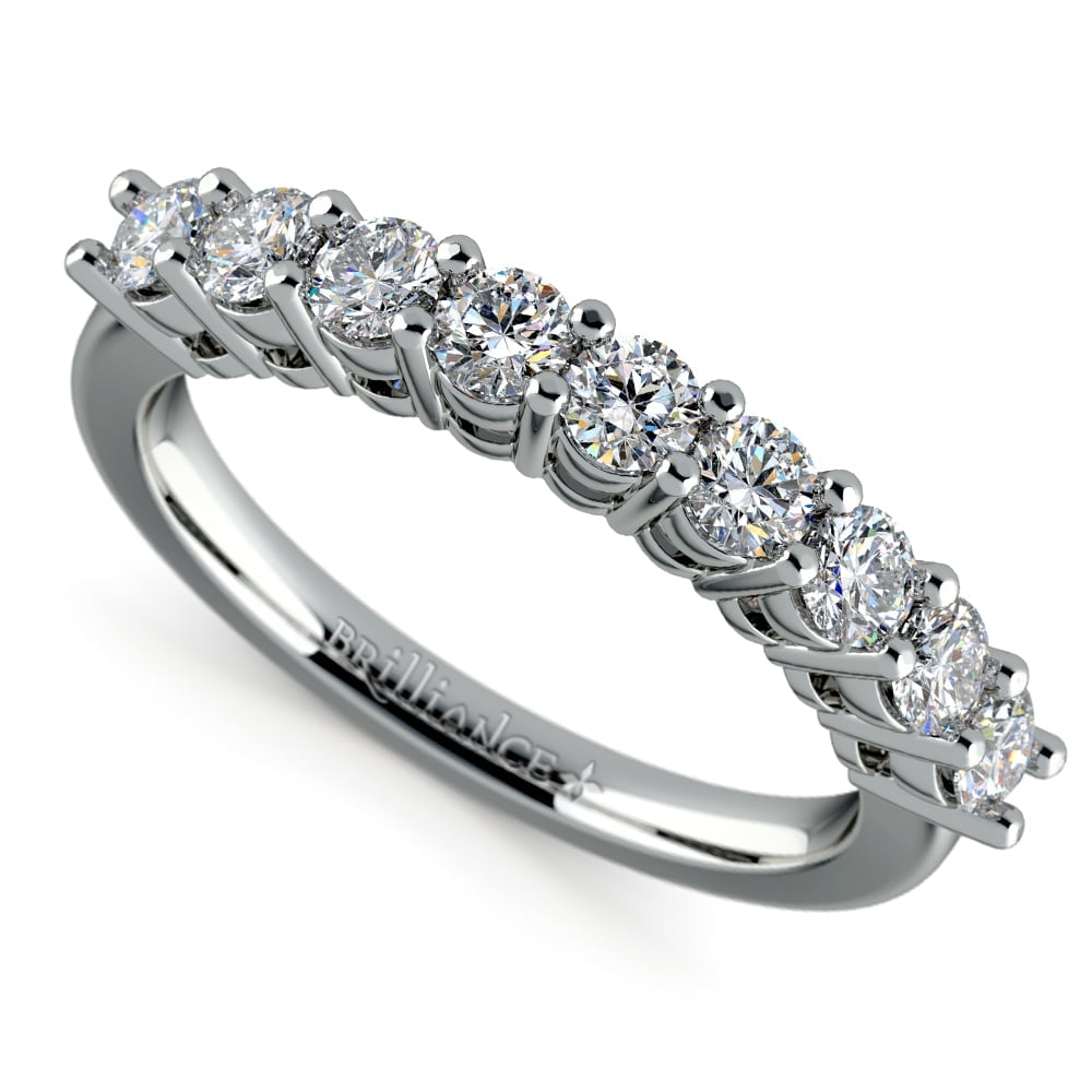 White Gold Nine Stone Diamond Wedding Ring (3/4 Ctw) | 01
