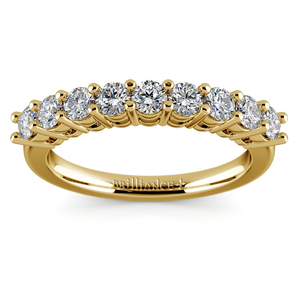 Yellow Gold Nine Stone Diamond Wedding Ring (3/4 Ctw) | 02