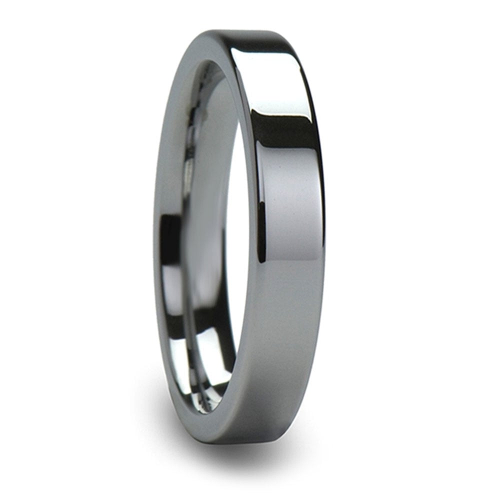 Mens 4mm Tungsten Wedding Band - Flat Edged Tungsten Carbide | 02