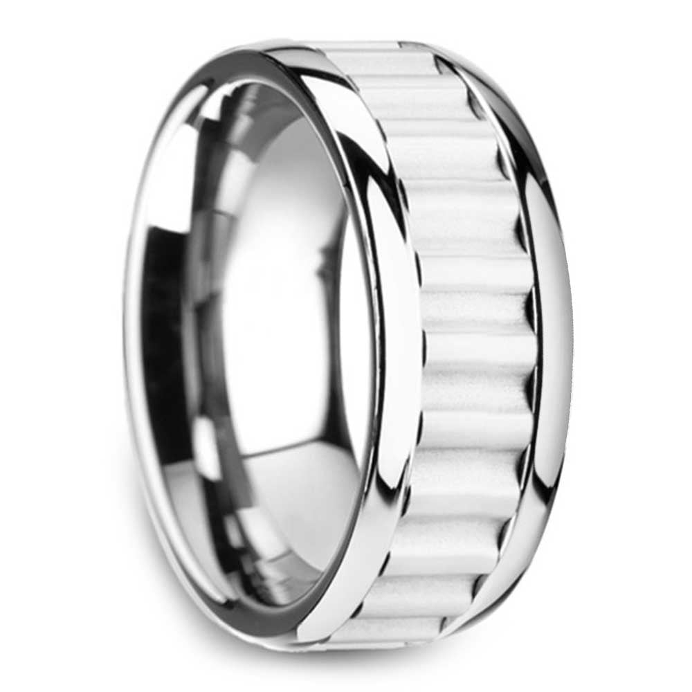 Mens Gear Ring In Tungsten Carbide (Gear Teeth Inlay) - Clockwork (9mm) | 02