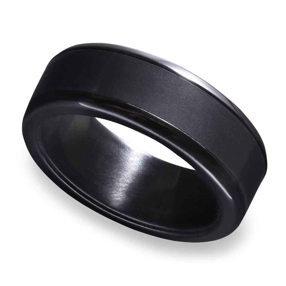 Actaeon - Elysium Inlay Matte Zirconium Mens Ring (8mm) | 01