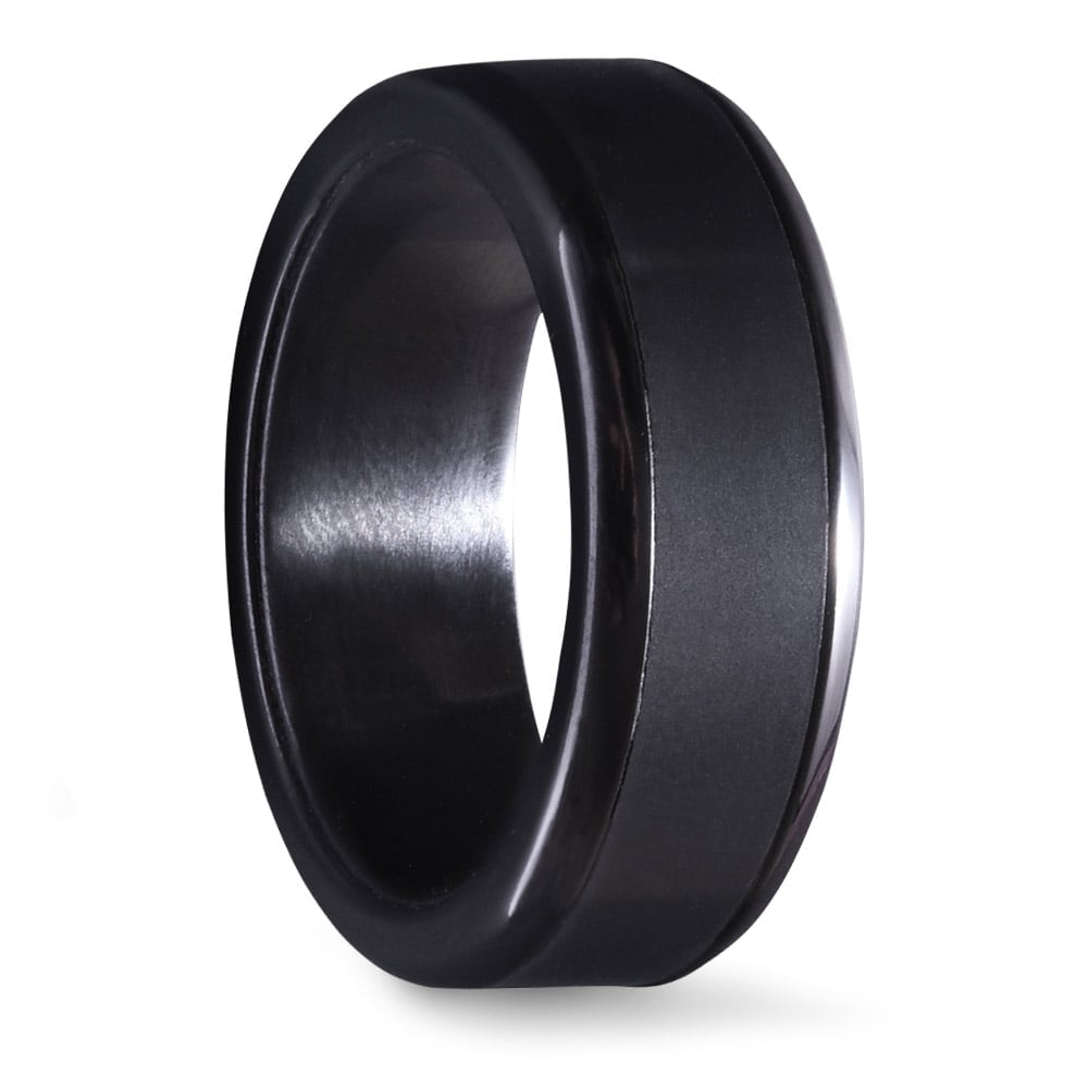 Actaeon - Elysium Inlay Matte Zirconium Mens Ring (8mm) | 02