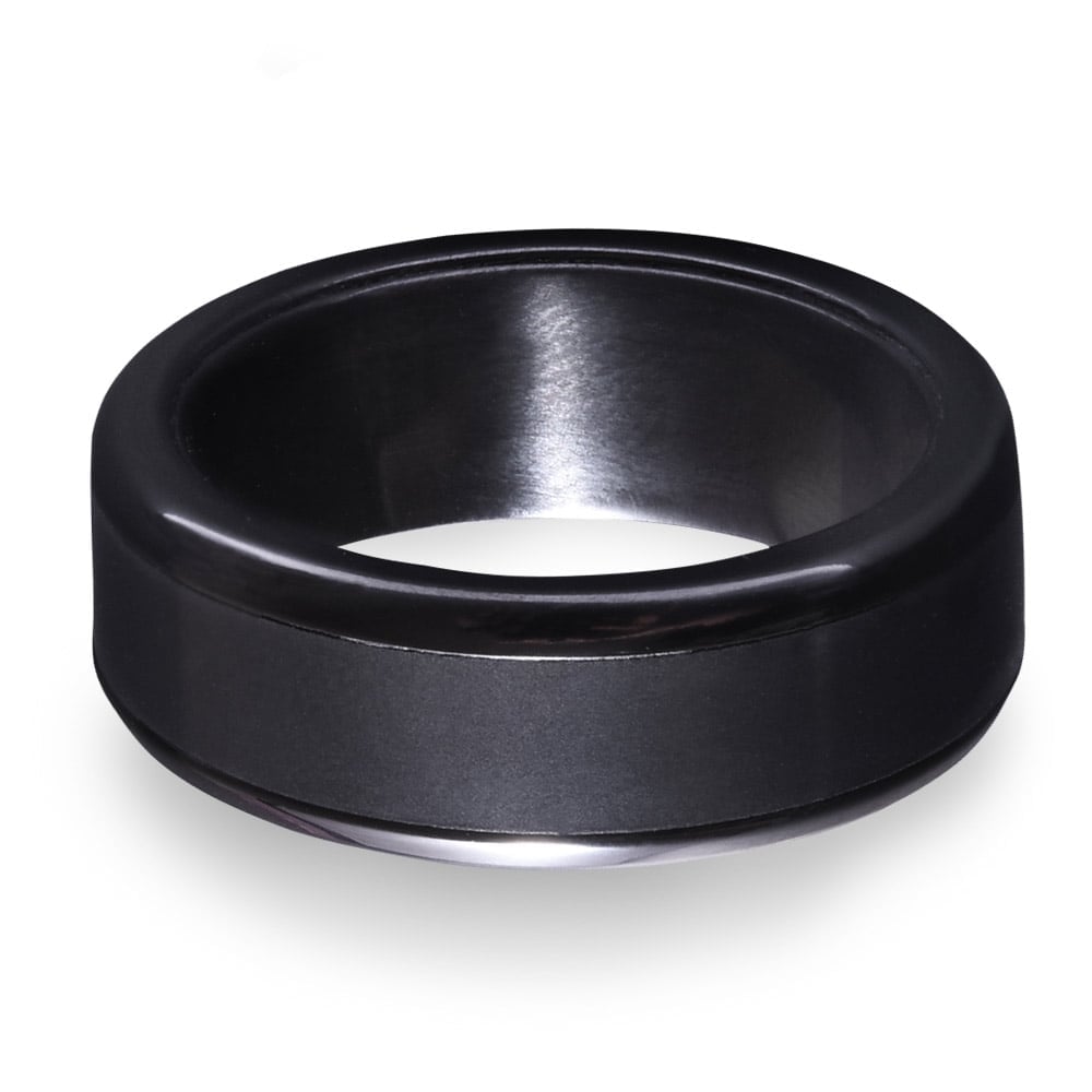 Actaeon - Elysium Inlay Matte Zirconium Mens Ring (8mm) | 04
