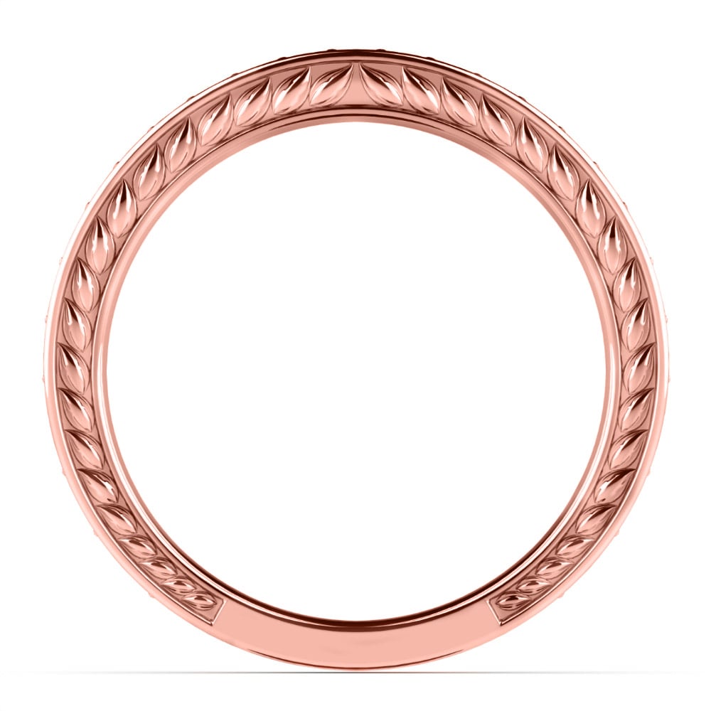 Floral Diamond Wedding Band In Rose Gold (Antique Design) | Thumbnail 03