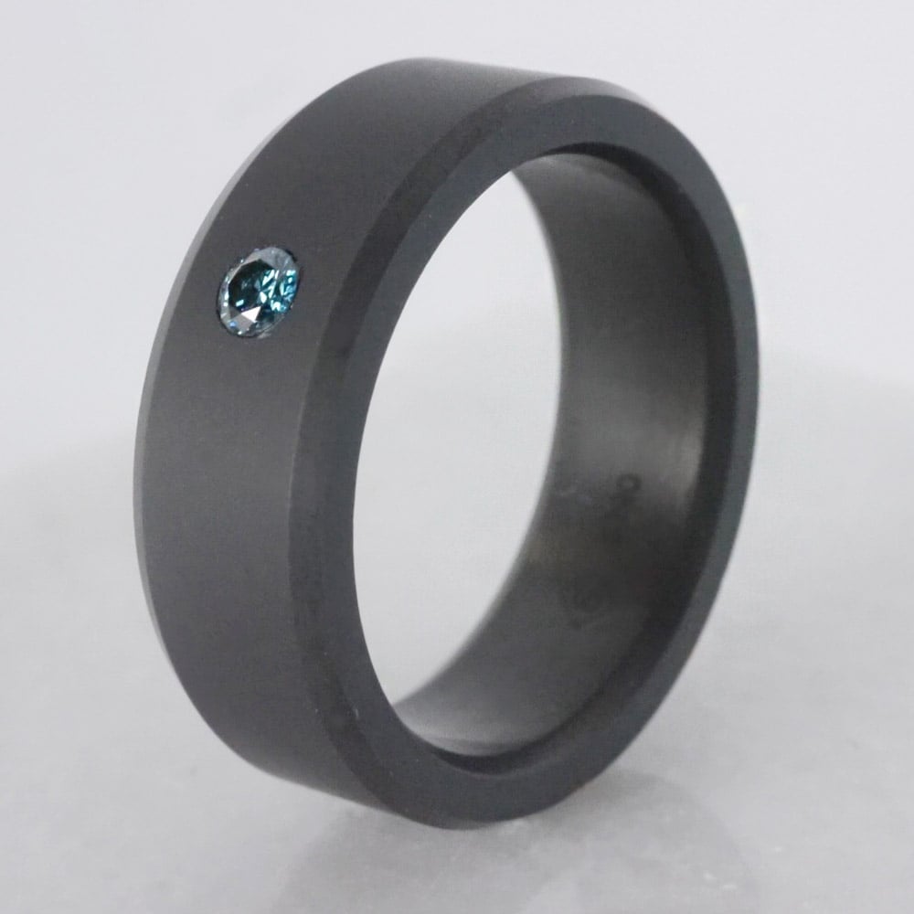 Blue Diamond Wedding Band In Elysium For Men - Ares | 05