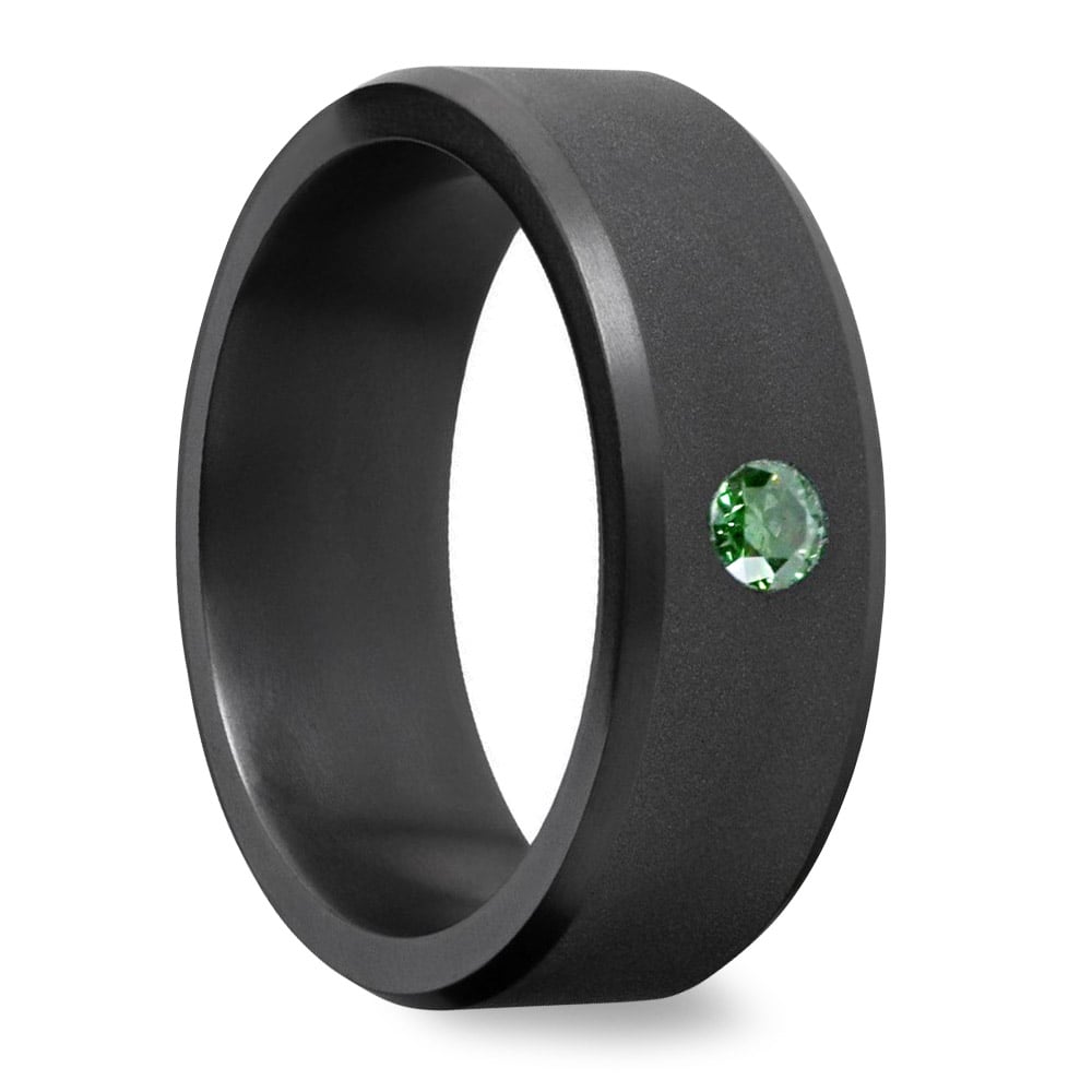 Ares - Mens Green Diamond Ring In Matte Elysium (8mm) | 02