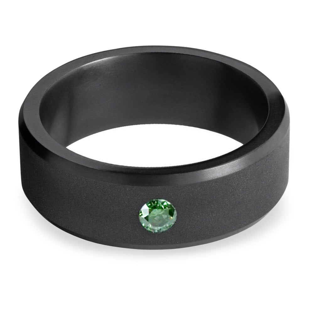 Ares - Mens Green Diamond Ring In Matte Elysium (8mm) | 03