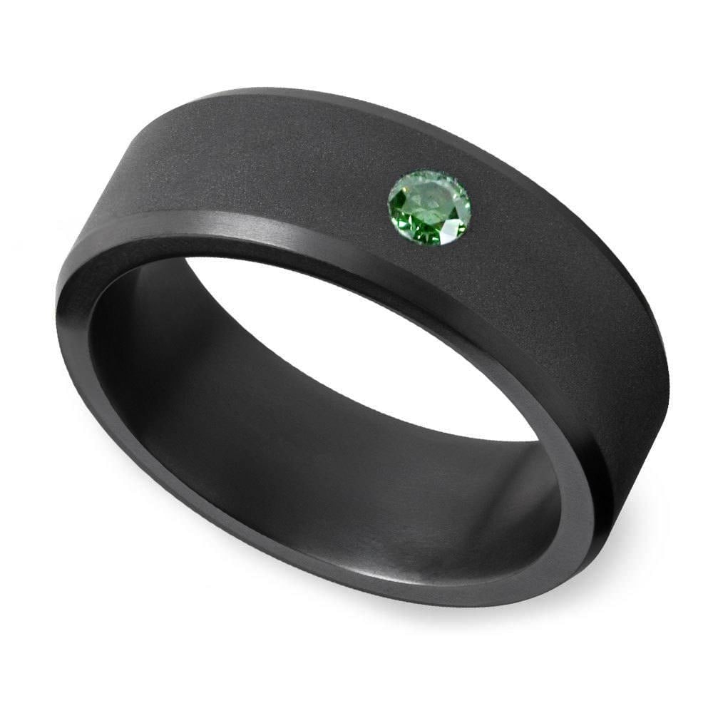 Ares - Mens Green Diamond Ring In Matte Elysium (8mm) | 01
