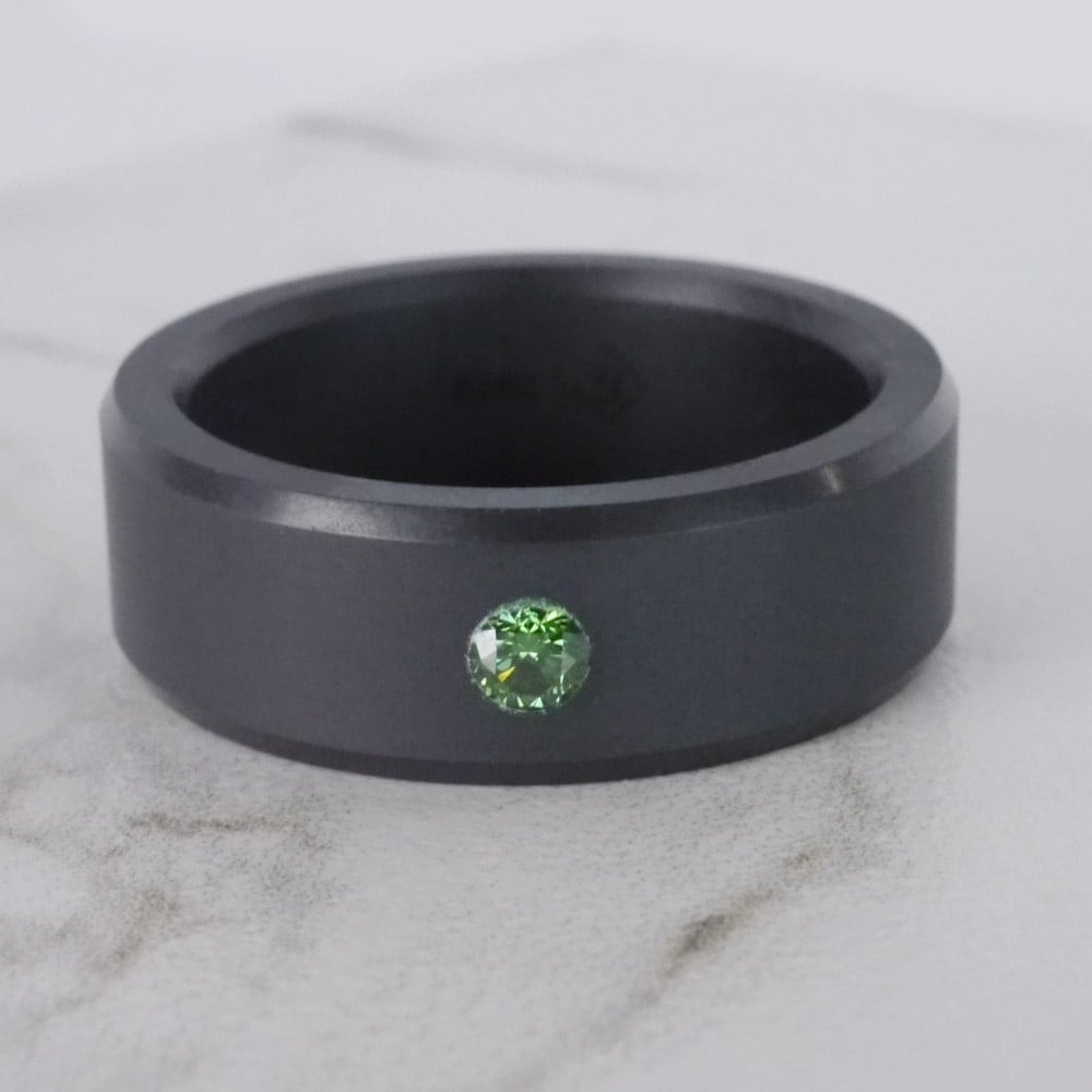 Ares - Mens Green Diamond Ring In Matte Elysium (8mm) | 04