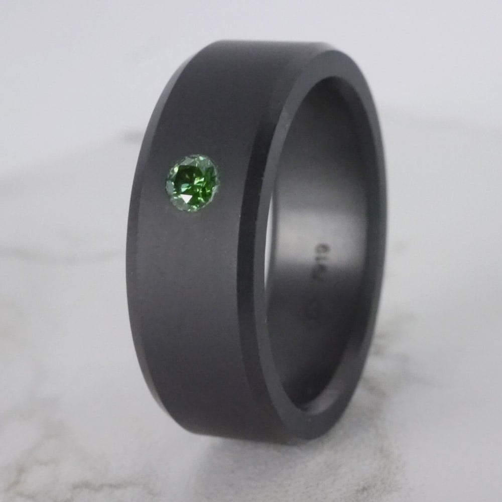 Ares - Mens Green Diamond Ring In Matte Elysium (8mm) | 05