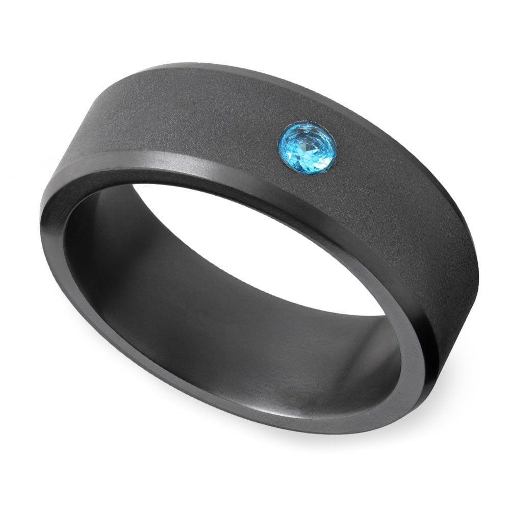 Blue Diamond Wedding Band In Elysium For Men - Ares | 01