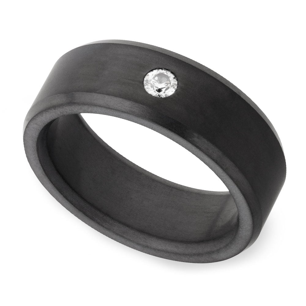 White Diamond And Black Matte Elysium Ring For Men - Ares | 01