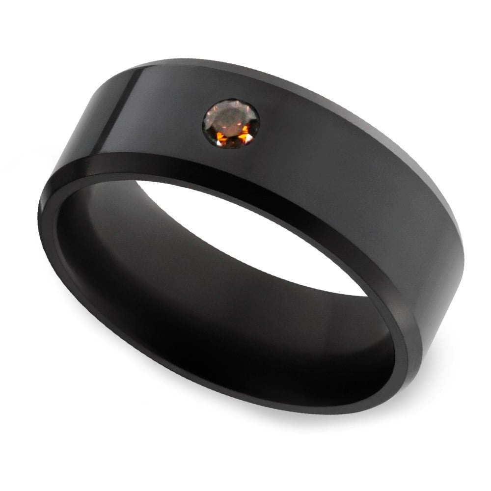 Ares - Mens Orange Diamond Ring In Polished Elysium (8mm) | 01