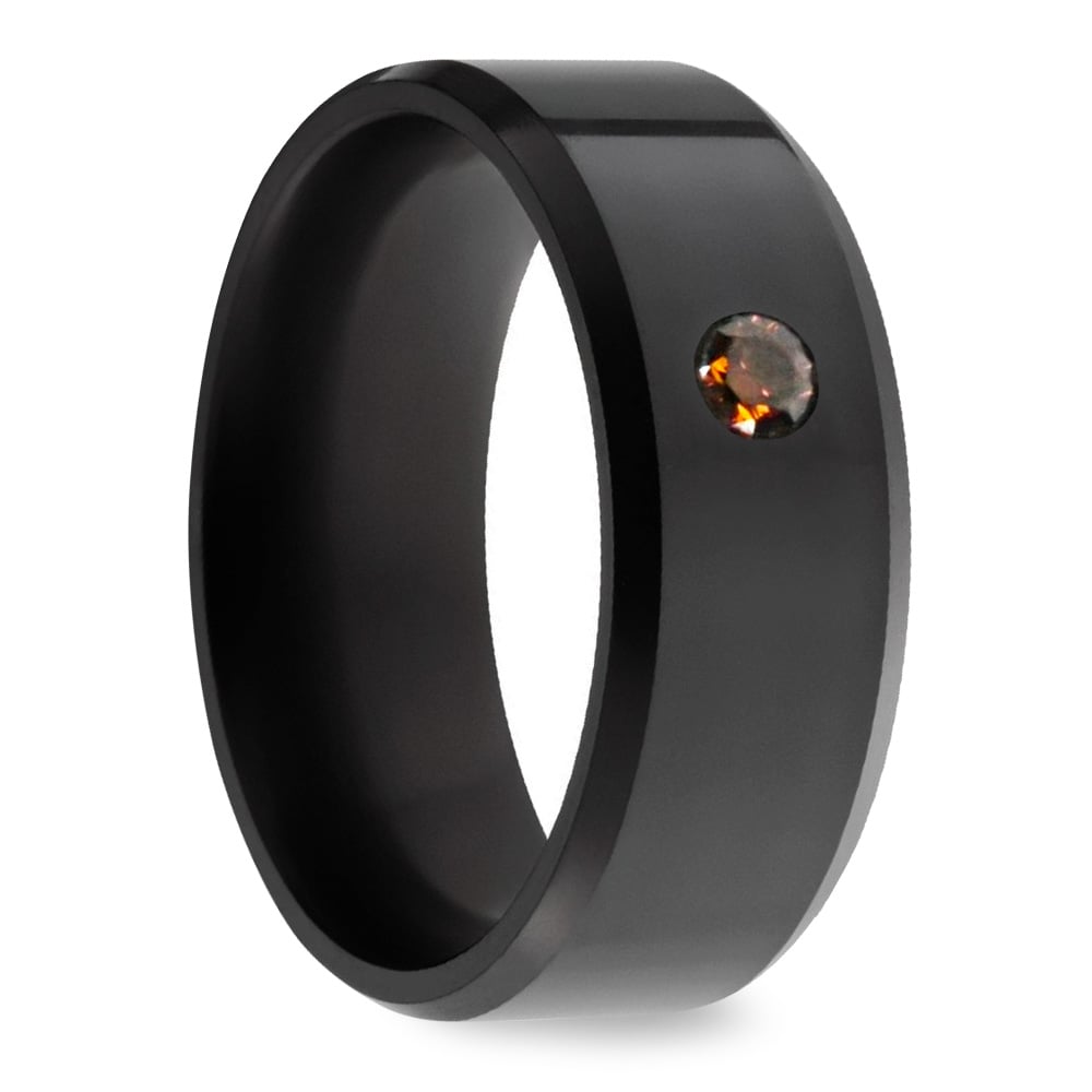 Ares - Mens Orange Diamond Ring In Polished Elysium (8mm) | 02