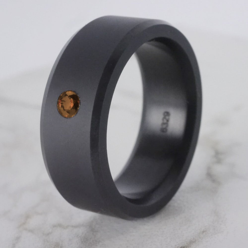 Ares - Mens Orange Diamond Ring In Polished Elysium (8mm) | 05