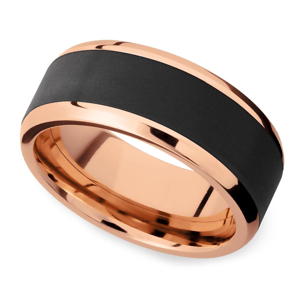 Mens Rose Gold And Elysium Wedding Band - Ares | 01