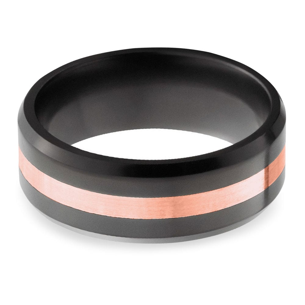 Ares - Polished Mens Elysium Ring With Rose Gold Inlay (8mm) | 03