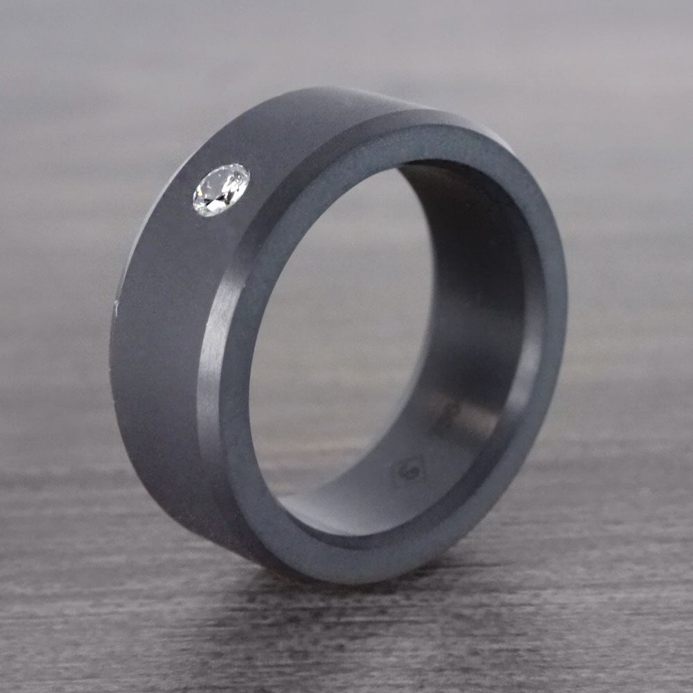 White Diamond And Black Matte Elysium Ring For Men - Ares | 05