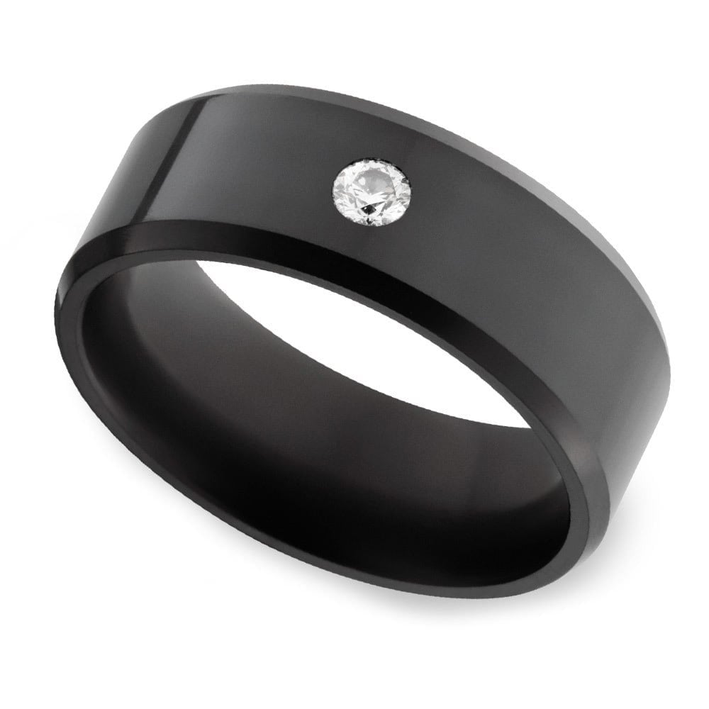 Ares - Sleek Mens Elysium Wedding Band With Solitaire White Diamond (8mm) | 01
