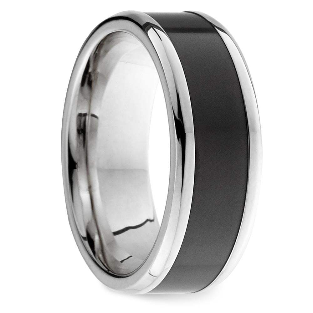 Mens White Gold And Elysium Wedding Band - Ares | 02