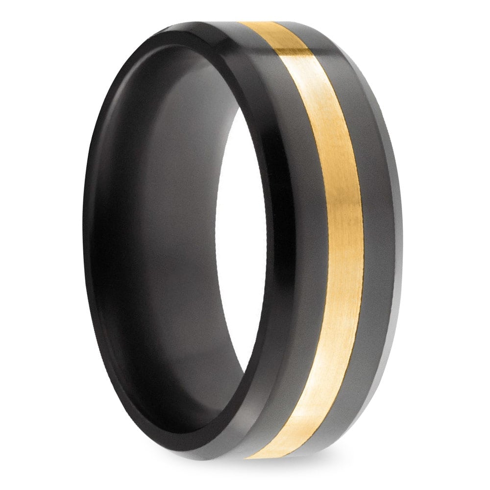 Ares - 24K Gold Inlay Polished Men's Elysium Ring (8mm) | 02