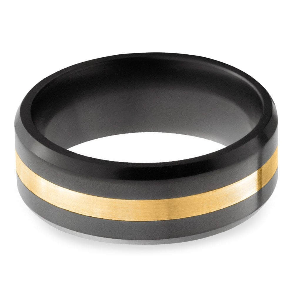 Ares - 24K Gold Inlay Polished Men's Elysium Ring (8mm) | 03