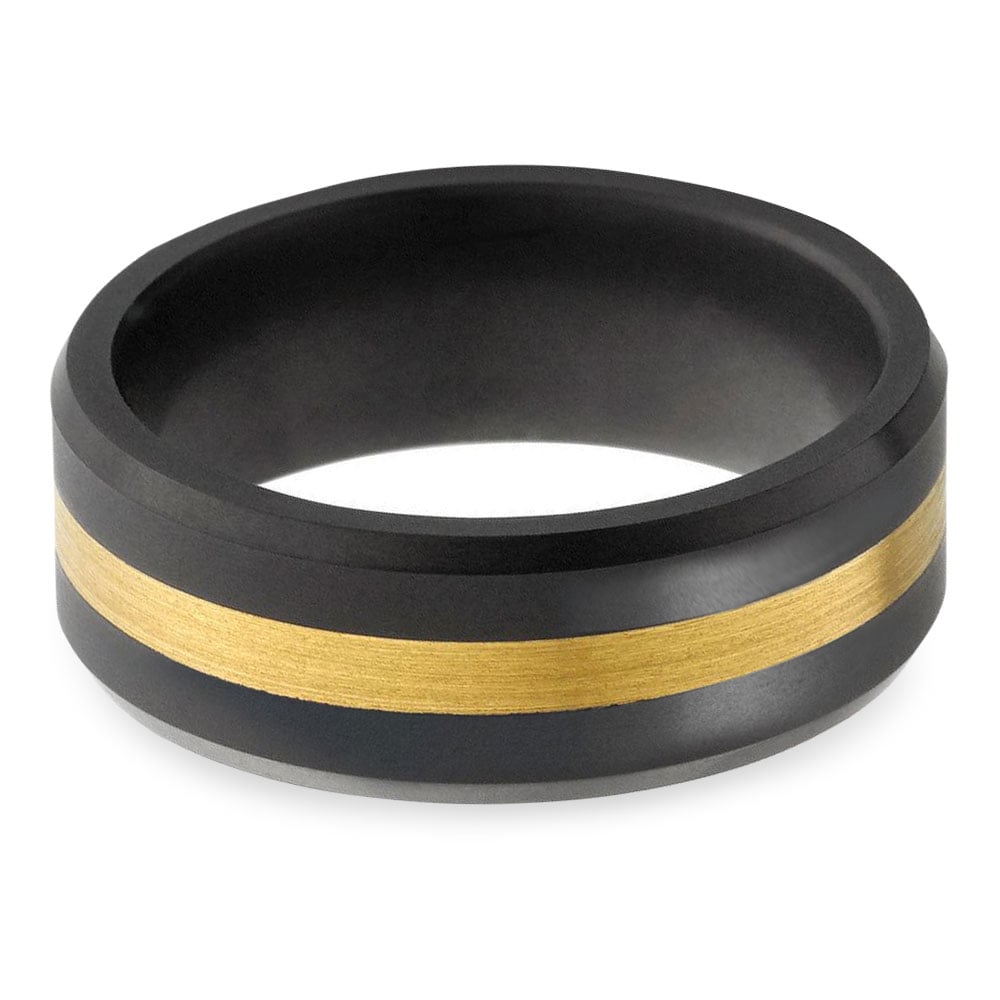 Ares - Mens Designer Elysium And Gold Inlay Wedding Ring With Satin Finish (8mm) | 03