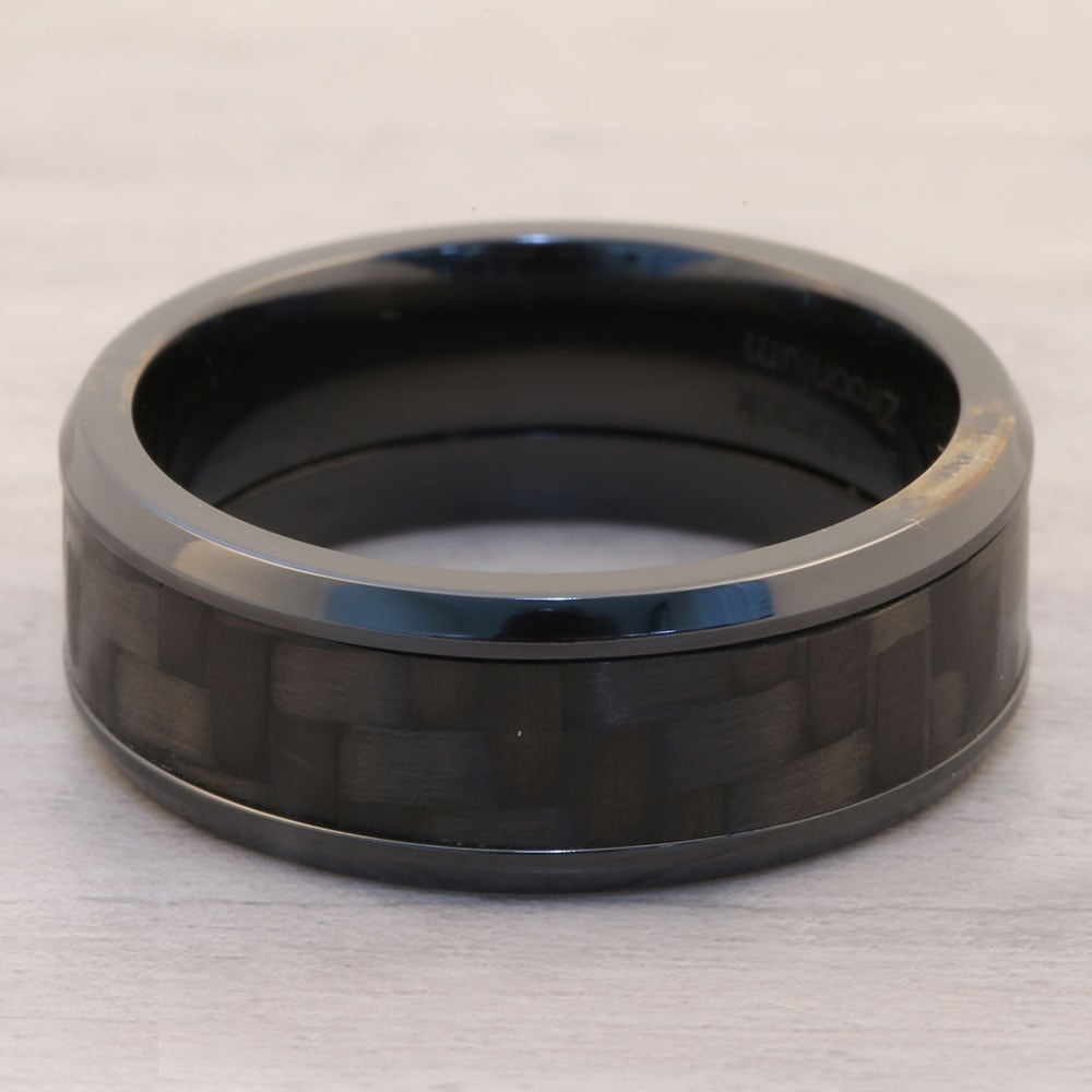 Back in Black - Zirconium & Carbon Fiber Mens Band (8mm) | 04