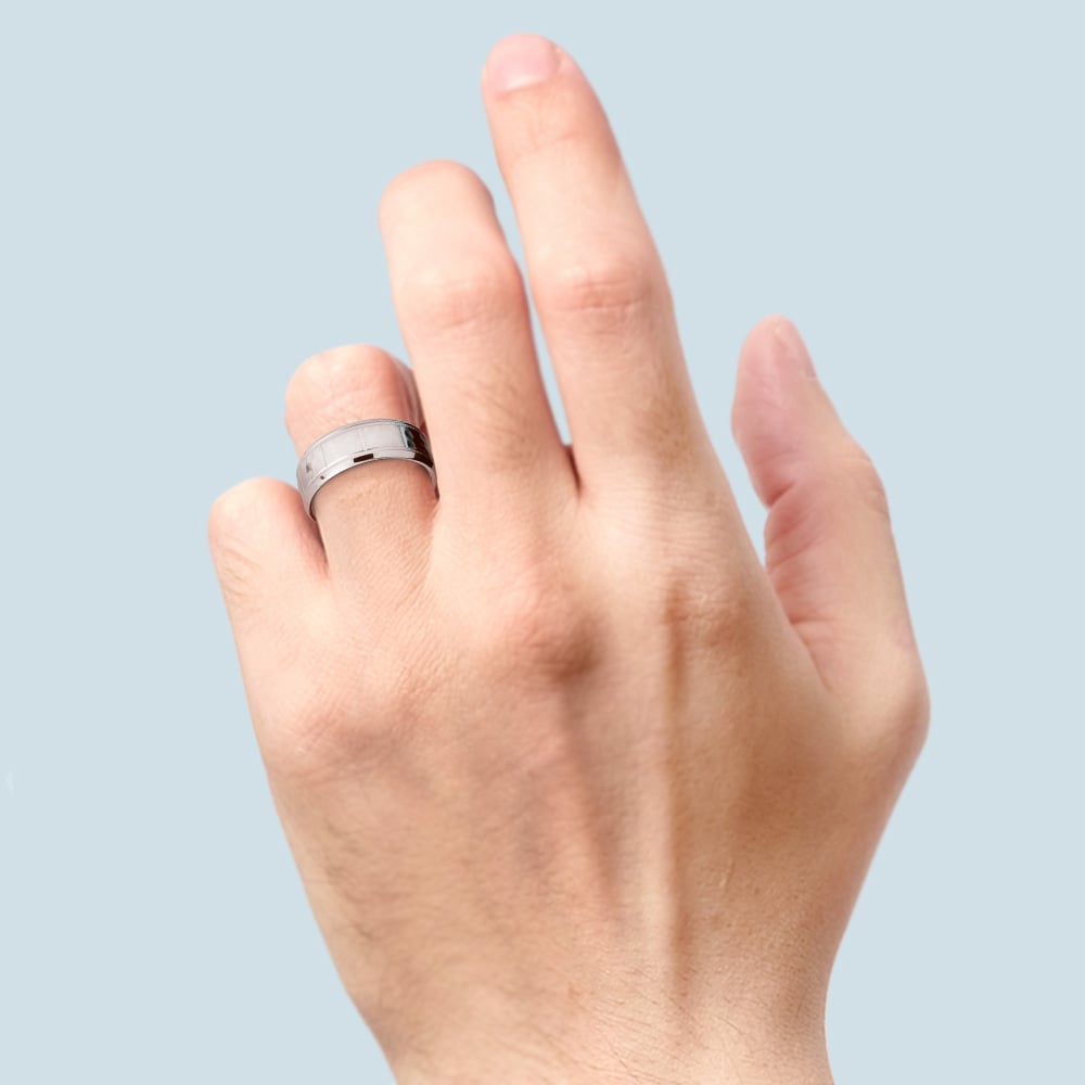 Classic Mens Wedding Ring With Milgrain Detail In Titanium (8mm) | 04