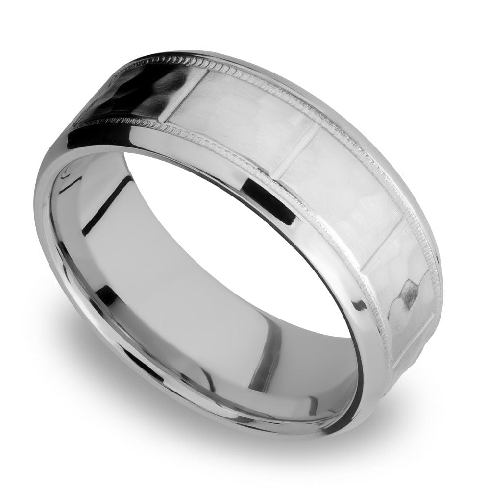 Classic Mens Wedding Ring With Milgrain Detail In Titanium (8mm) | 01