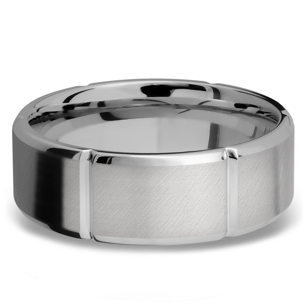 Bevel Segment Men's Wedding Ring in Titanium (8mm) | 03