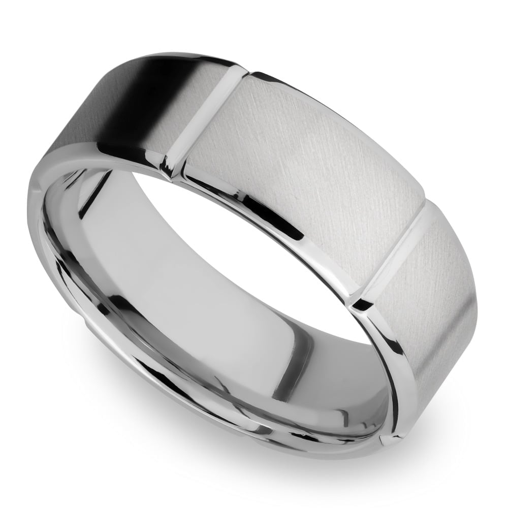 Bevel Segment Men's Wedding Ring in Titanium (8mm) | 01
