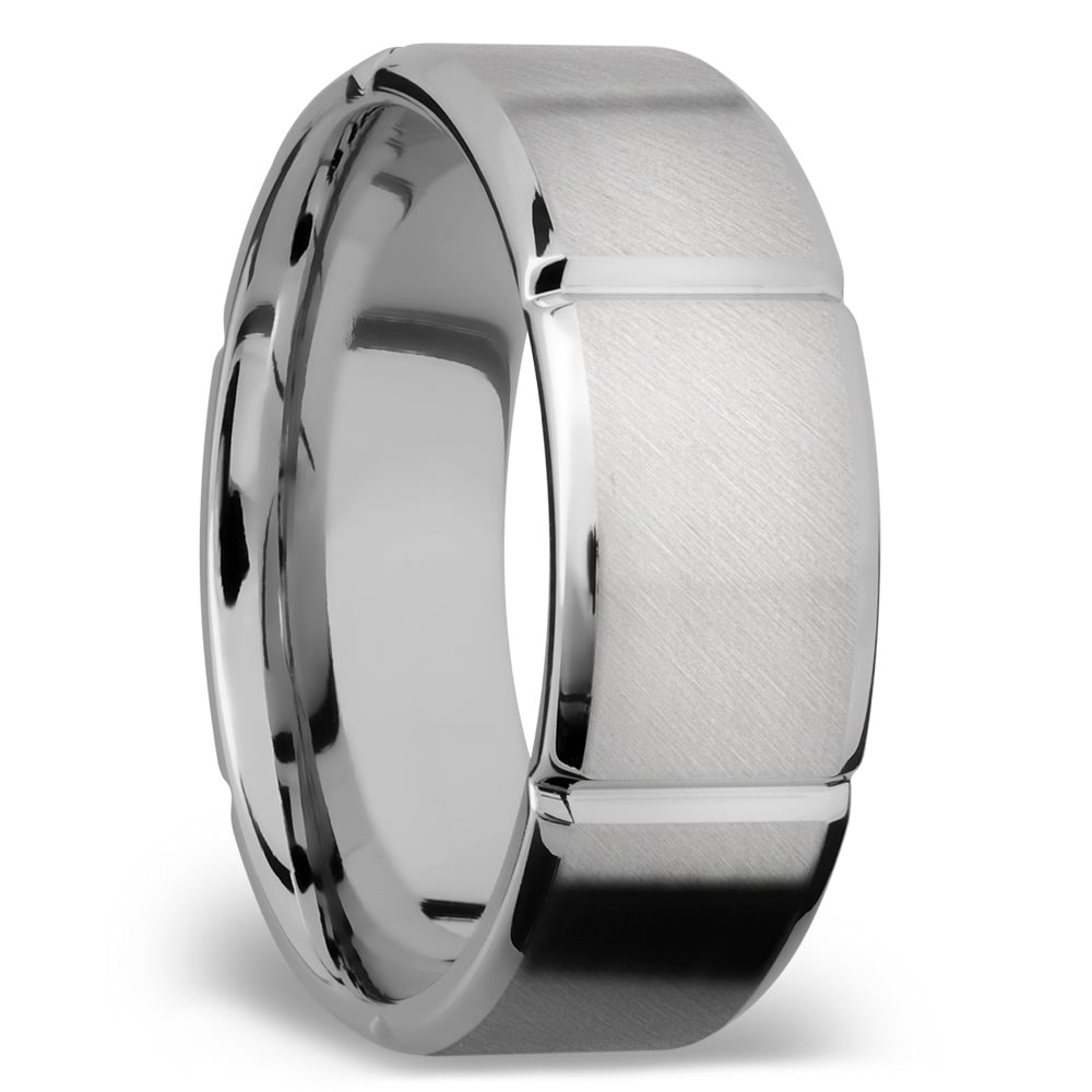 Bevel Segment Men's Wedding Ring in Titanium (8mm) | 02