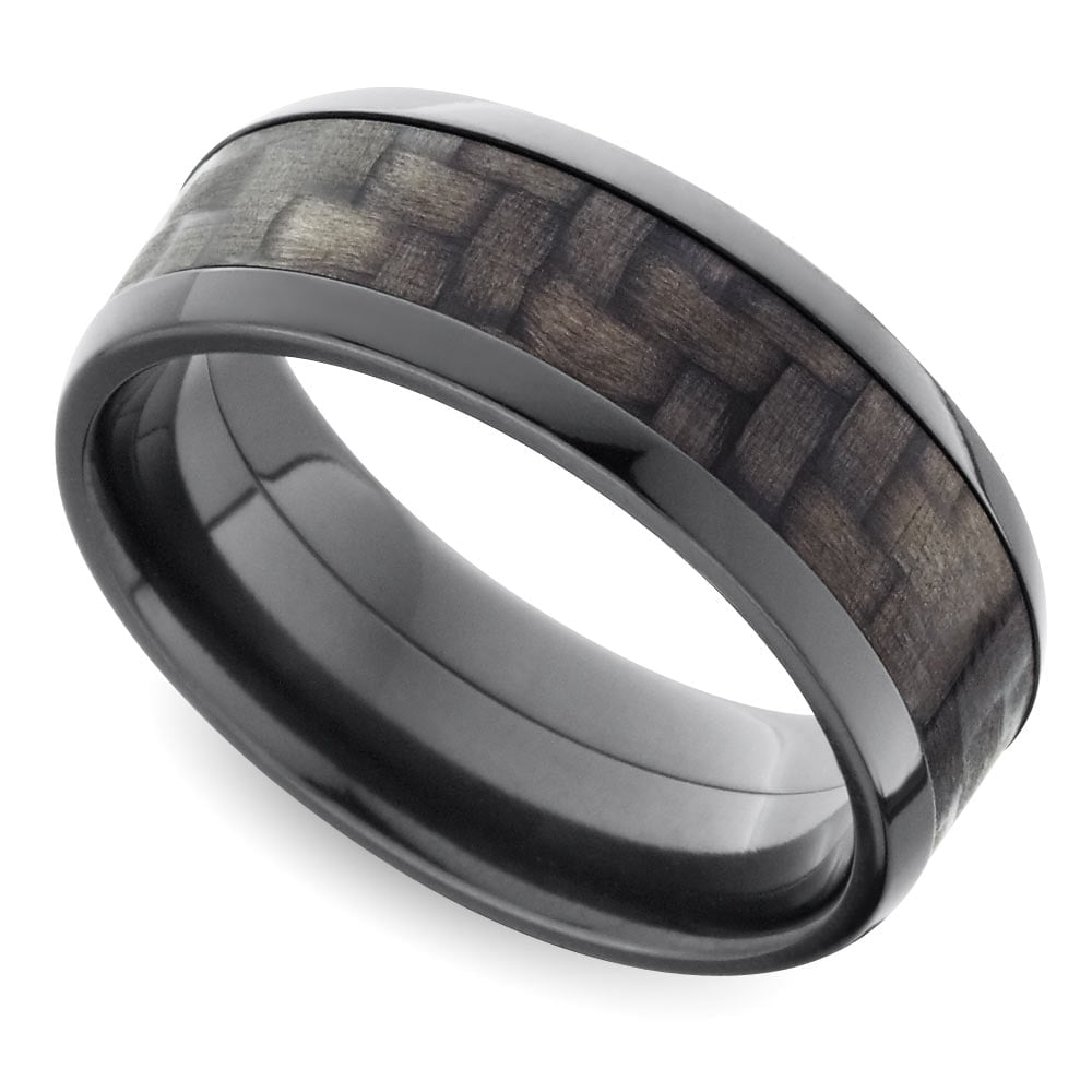 Black Zirconium Carbon Fiber Ring For Men (7 mm) | 01