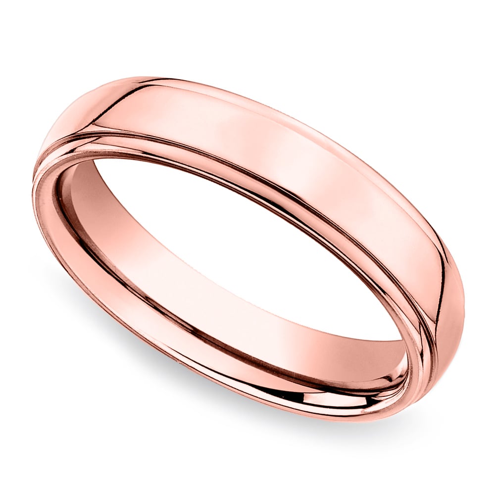 Beveled Men's Wedding Ring in Rose Gold (5mm) | 01