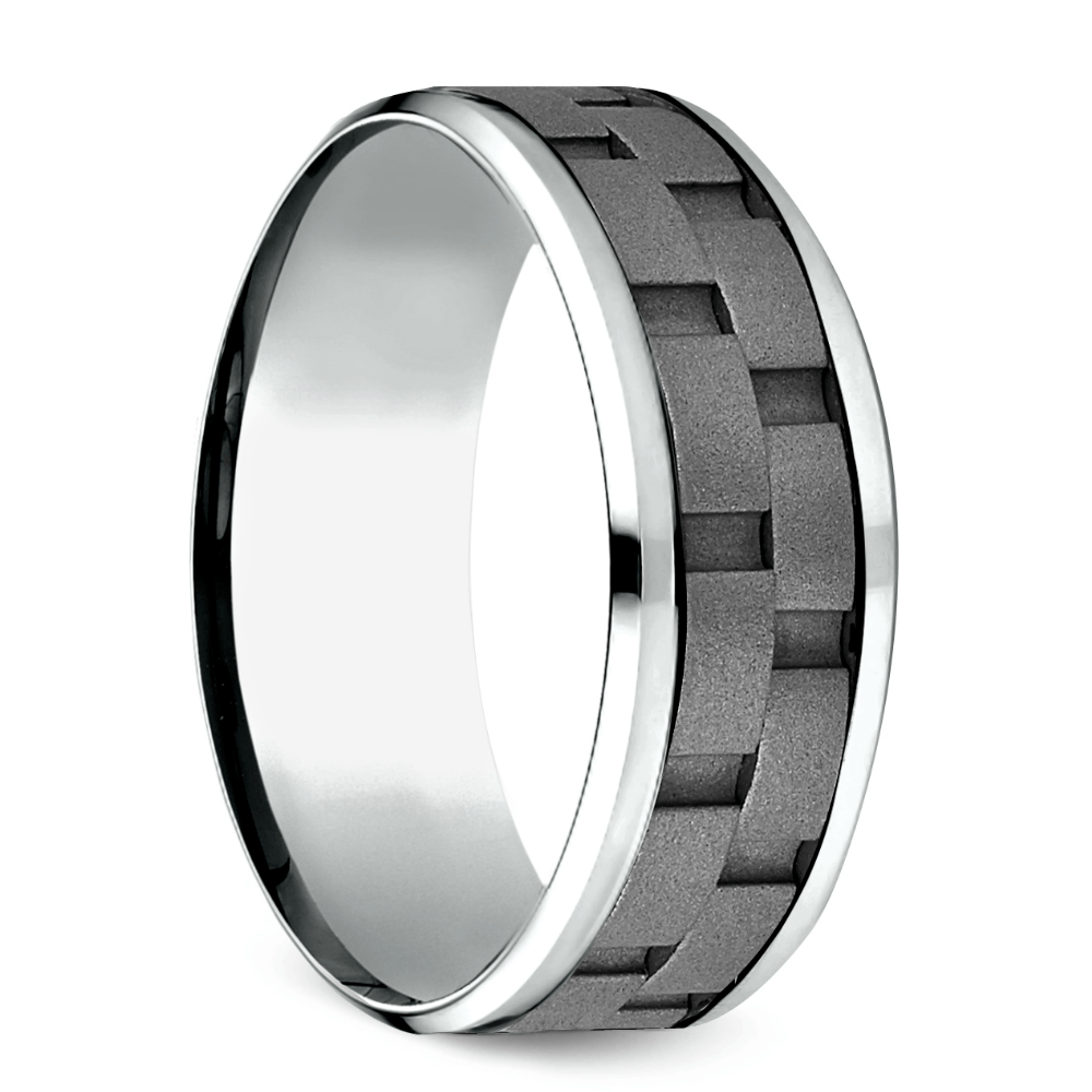 Mens Cobalt Wedding Band With Grey Sandblasted Finish Inlay (8mm) | 02