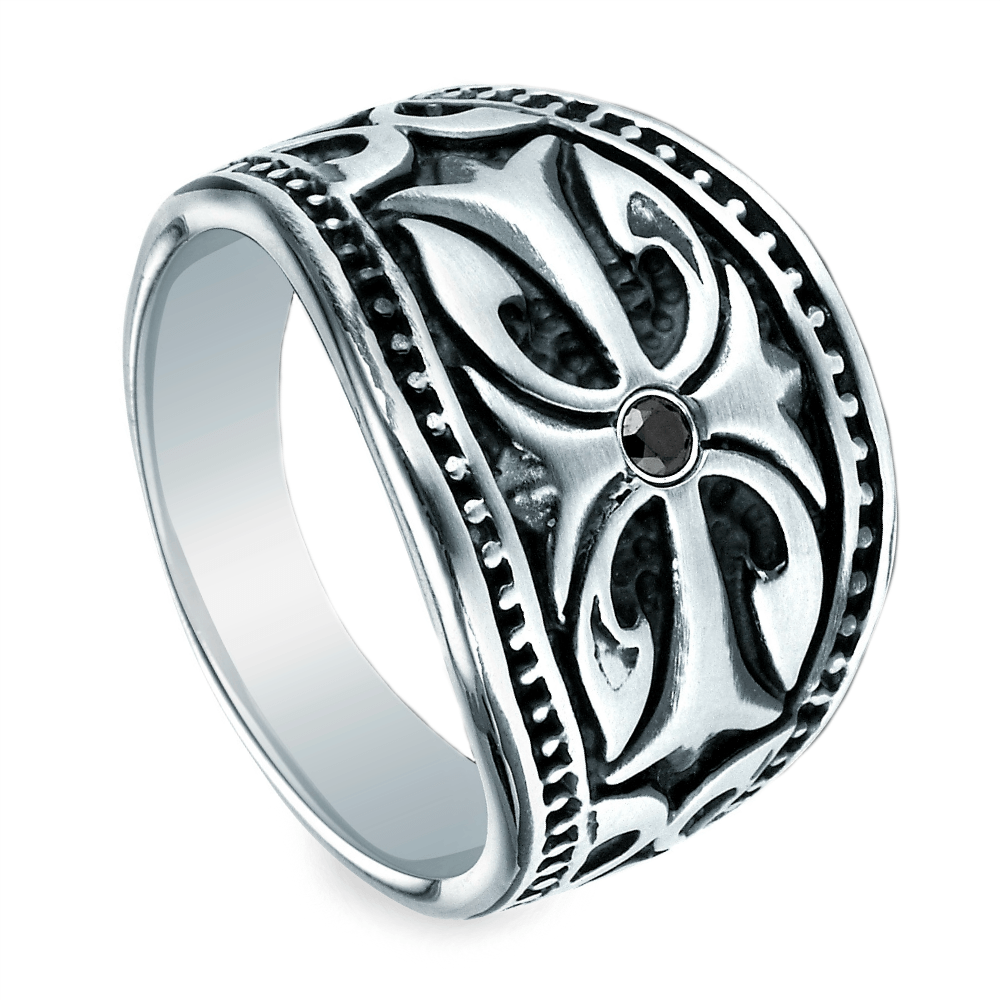 Black Diamond Cross Men's Wedding Ring in Cobalt (9mm) | Thumbnail 02