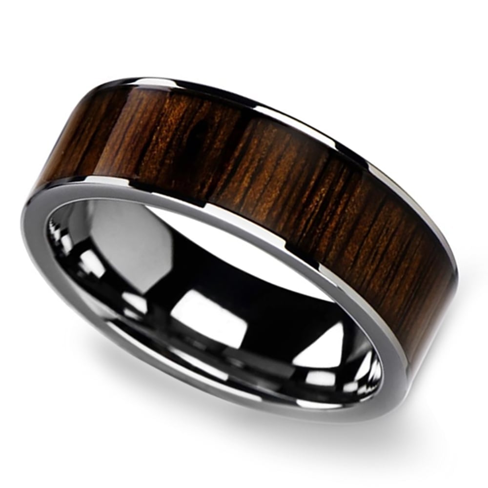 Tungsten Wedding Ring With Black Walnut Inlay - The Canopy (8mm) | 01